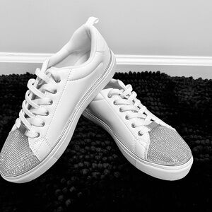 Primark White and Silver Glitter Sneakers